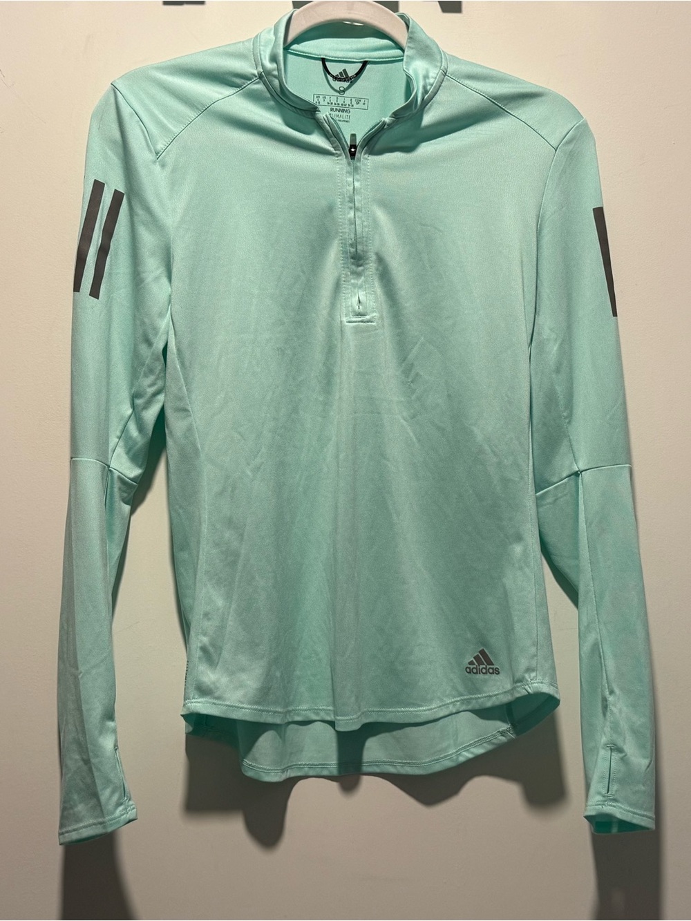 adidas Mint Green Long-Sleeve Running Climalite Top